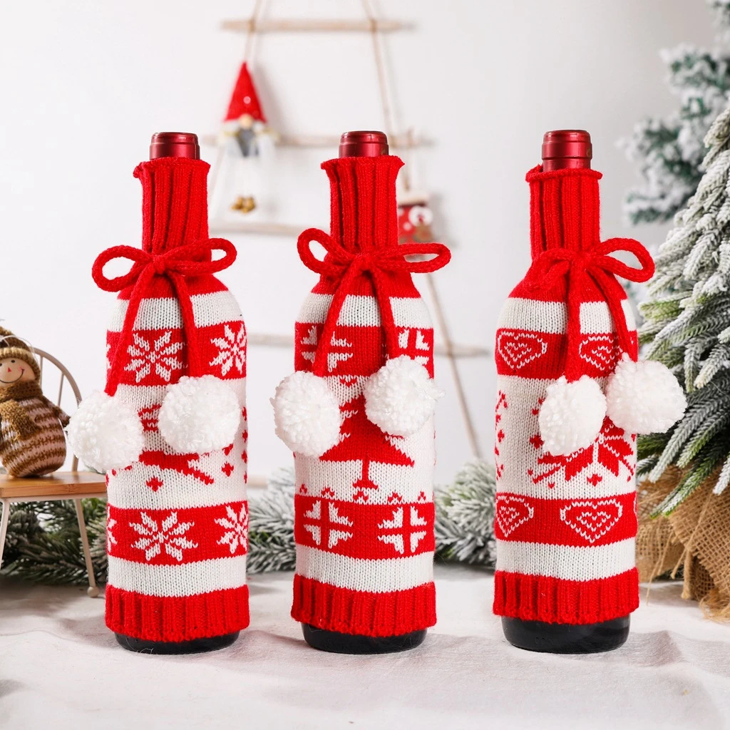 New Year 2022 Christmas Wine Bottle Dust Cover Bag Santa Claus Noel Dinner Table Decor Christmas Decorations for Home Xmas Natal
