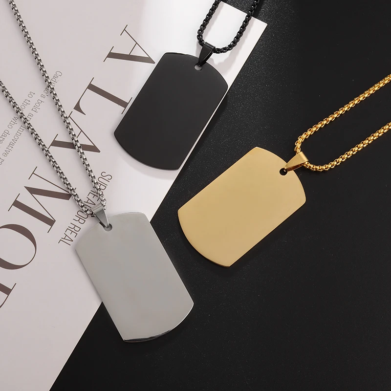 Classic and Simple Hot Selling Military Brand Pendant Smooth Plate Hanging Tag Dog Tag Men's Retro Necklace Accessories