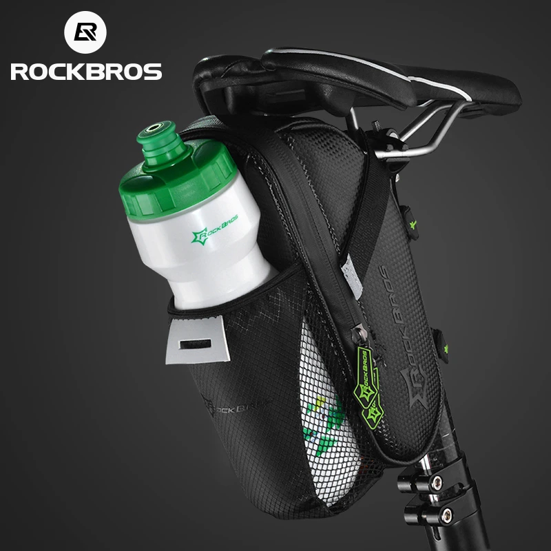 ROCKBROS Rainproof Bike Bicycle Rear Bag With Water Bottle Pocket Bicycle Tail Seat Saddle Bag Reflective Pouch Bike Accessories