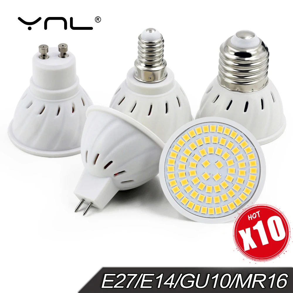 10PCS/Lot Lampada Led E27 E14 GU10 MR16 Led Lamp 220V High Bright Bombillas LED Bulb SMD2835 48 60 80LEDs Lampara For Spotlight