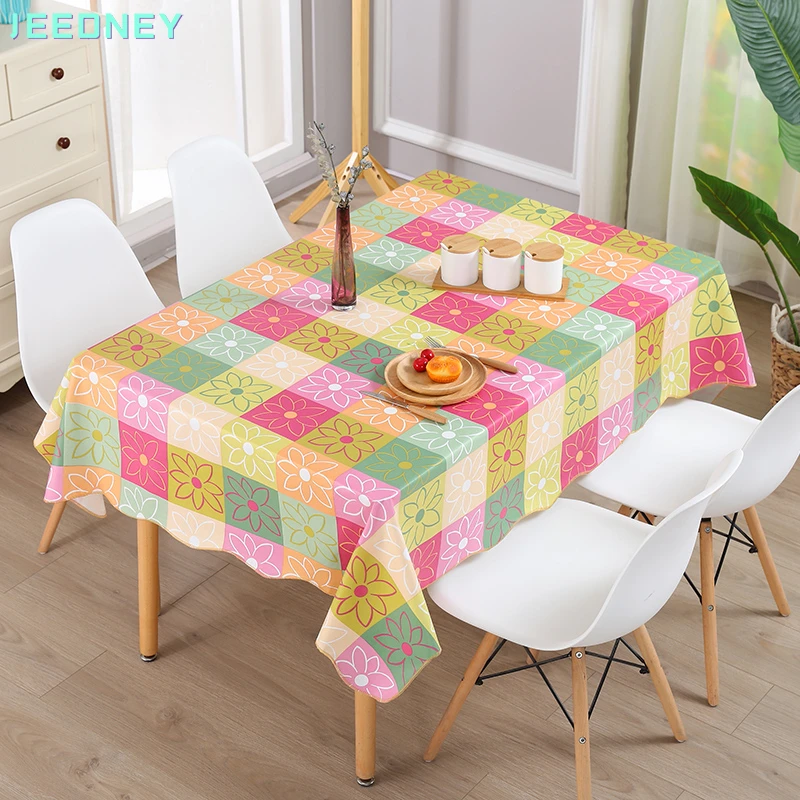 PEVA Table Cloth Waterproof Rectangular & Square Garden Table Cover Stain Tablecloth Oilcloth Mantel Mesa Impermeable Tapete