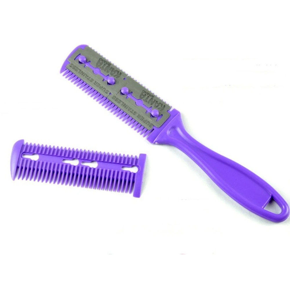 1pc Hair Cutting Comb Hair Brushes with Razor Blades Hair Trimmer Cutting Thinning Tool Barber Tool Hair Salon DIY Styling Tools