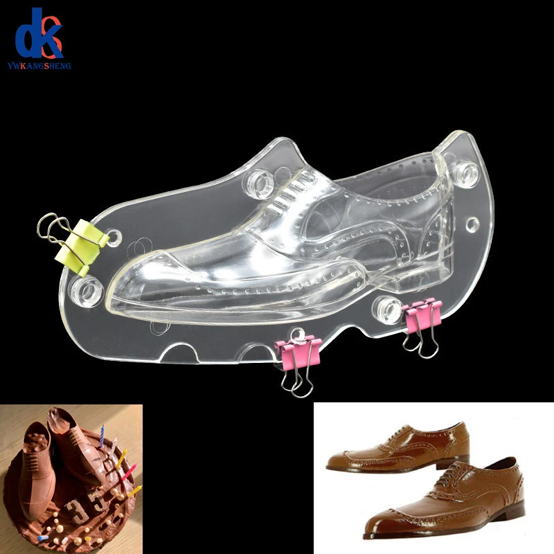 3D Men's Leather Shoe Chocolate Molds Transparent Baking Cake Decoration Mould Tools Diy Easy Release Clean Candy Making Mold