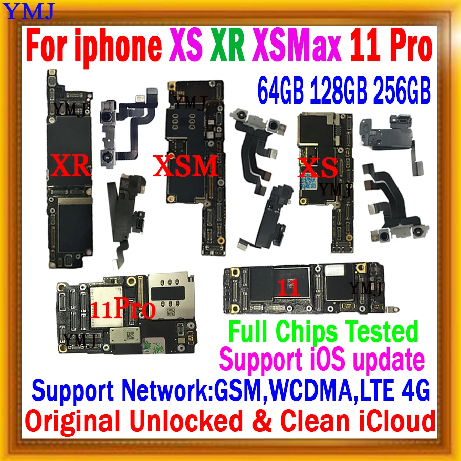 Factory unlocked for iphone xr xs max 11 pro max Motherboard,Original full chips&Clean iCloud Logic board Tested Support IOS upd