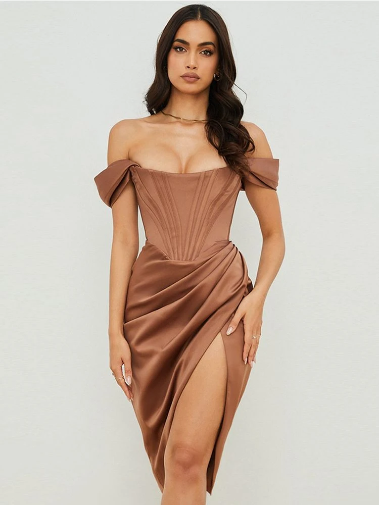 High Quality Satin Bodycon Dress Women Party Dress 2021 New Arrivals Midi House of Cb Bodycon Dress Celebrity Evening Club Dress