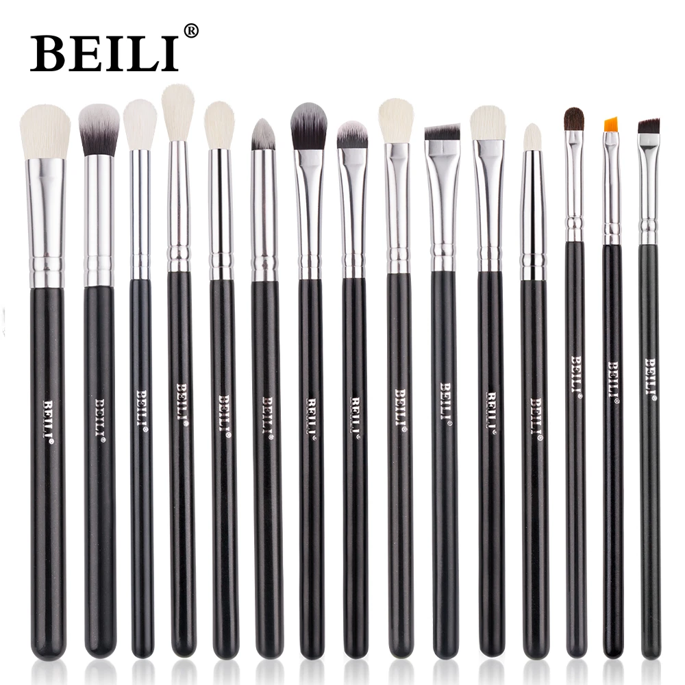BEILI Black 12-19Pcs Makeup Brushes Natural Hair Eyeshadow Blending Eyeliner Makeup Brush Set Shader Eyebrow brochas maquillaje