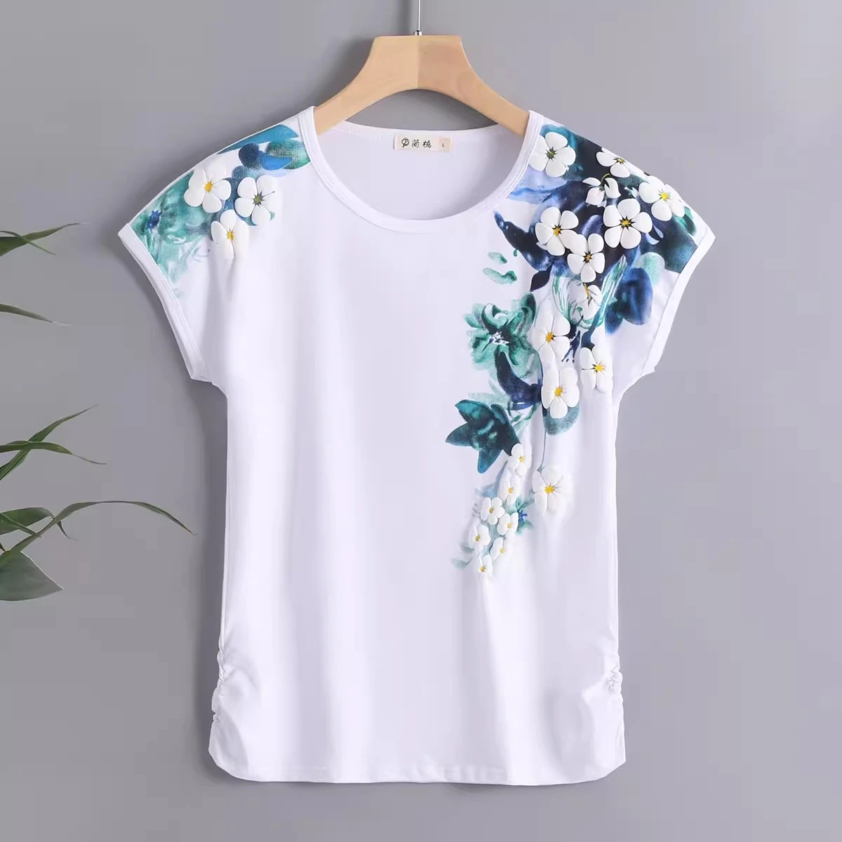 2021 new arrival cotton floral print t shirt women summer tops short sleeve graphic tees o-neck tshirt modis tee shirt femme