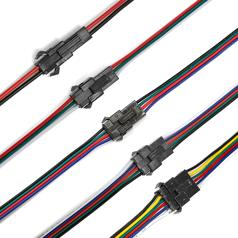 2/3/4/5/6pin SM JST LED Connectors Tinned Copper Wire Male to Female Connector For 3528 5050 RGB RGBW Strip Light