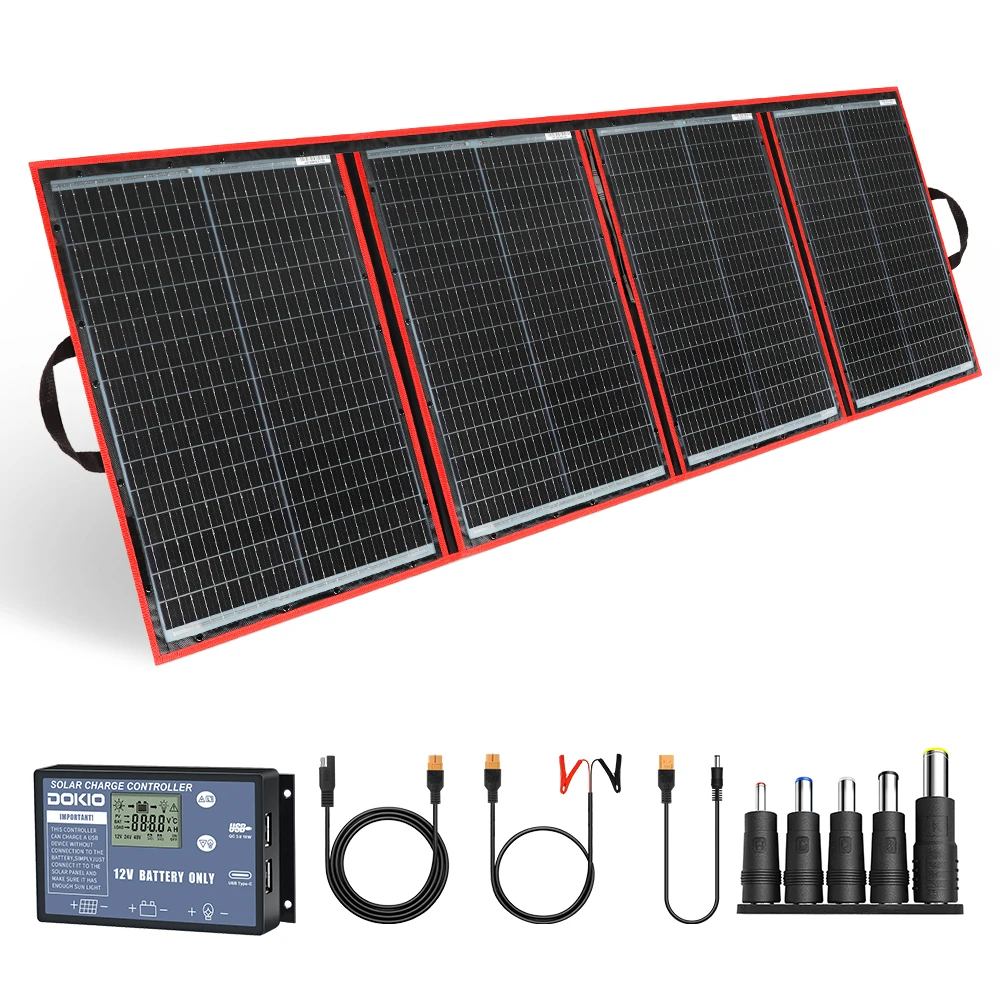 Dokio 18V 200W Portable Solar Panel Set Flexible Foldble Solar Panel usb Solar Cell Kit For Boats/Out-door Camping Charge 12V