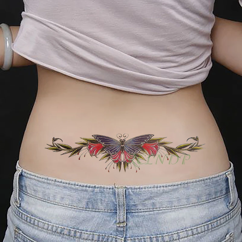 Waterproof Temporary Tattoo Sticker Butterfly Flower wing fake tatto flash tatoo tatouage temporaire waist chest for women girl
