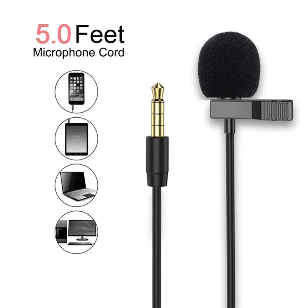 1.5m/3m/6m 3.5mm Mini Portable Microphone Condenser Clip-on Lapel Mic Wired Microphone Type C for Phone for Laptop