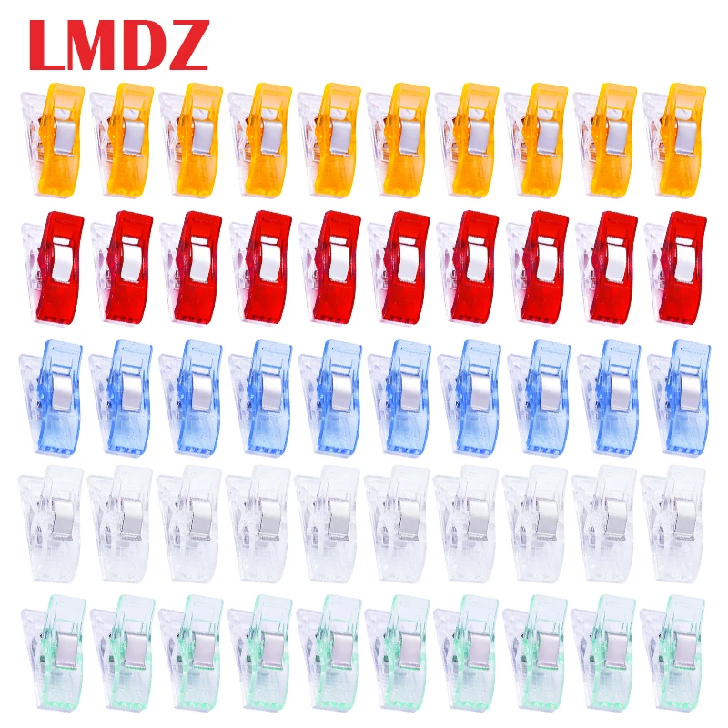LMDZ Fabric Quilting Craft Sewing Knitting Clips Home Office Supply Mixed Plastic Sewing Clips Holder for DIY Patchwork