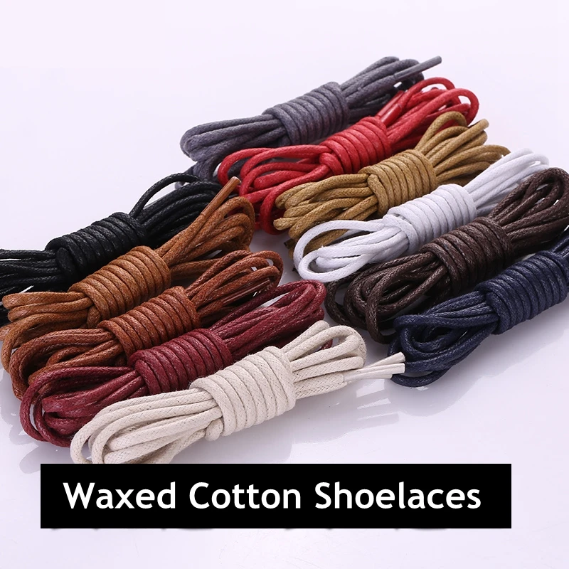 1 Pair Cotton Waxed Shoelaces Leather Waterproof Round Shoe laces Martin Boots Shoelace Shoestring Length 80/100/120/140CM P2