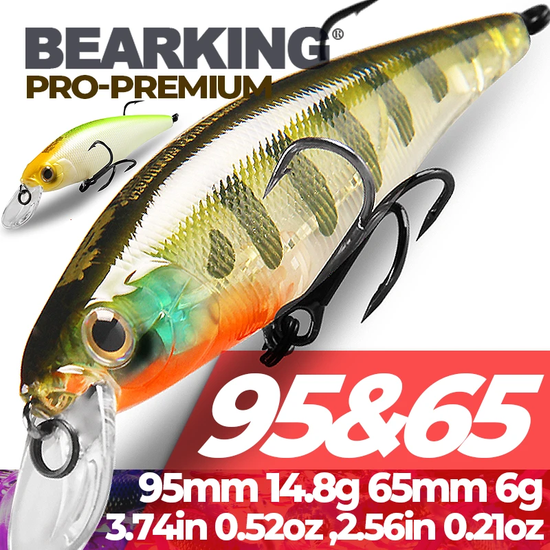 BEARKING 95mm 14.8g 65mm 6g SP fishing lures Tungsten weight system Squad Minnow crank wobbler crank bait fishing tackle