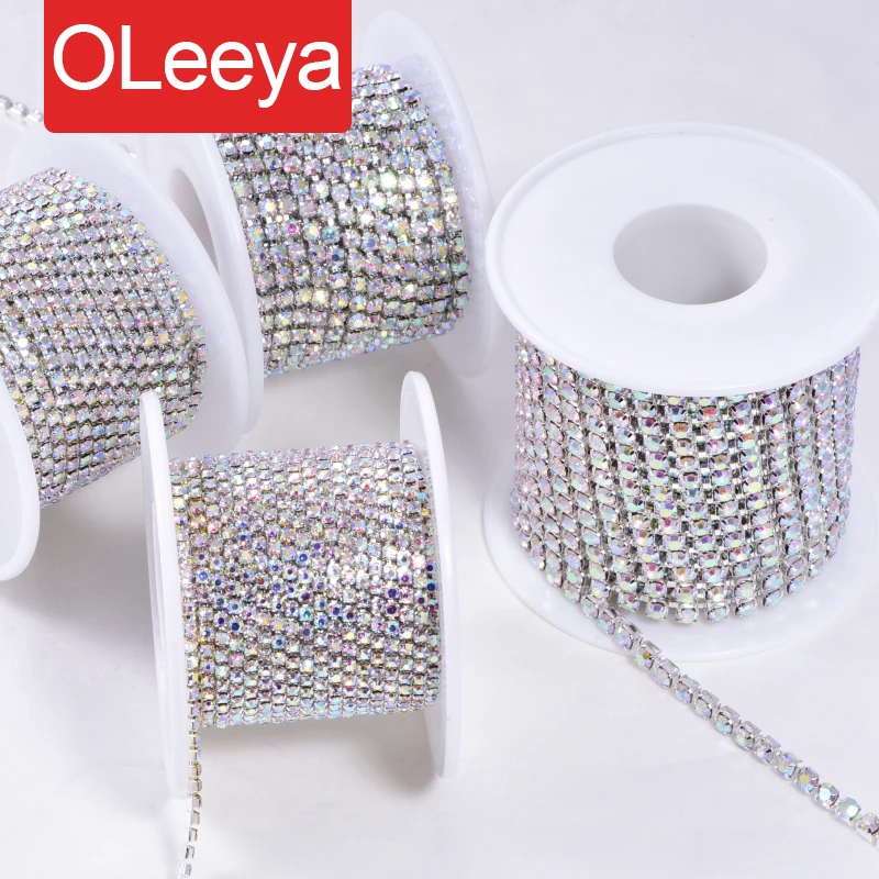 10 Yards SS6-SS18 Close Mat Glitter Rhinestone Chain стразы Sew-On Rhinestone Cup Chain Garment Accessories trim Cup Chain Y2273