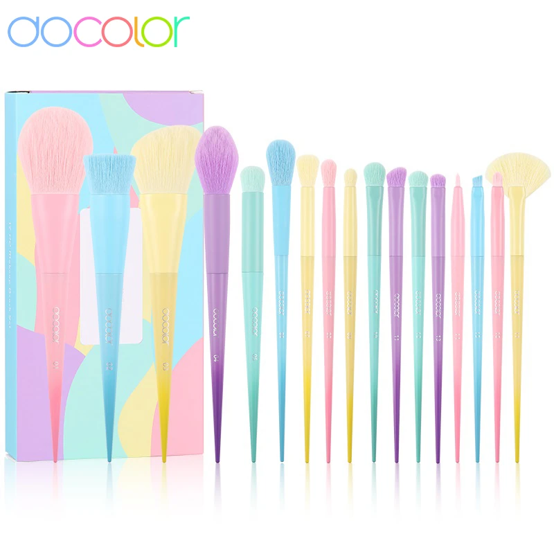 Docolor Makeup brushes 17pcs Professional Synthetic Hair makeup brushes Powder Foundation Blush Eyeshadow Cosmetics makeup set