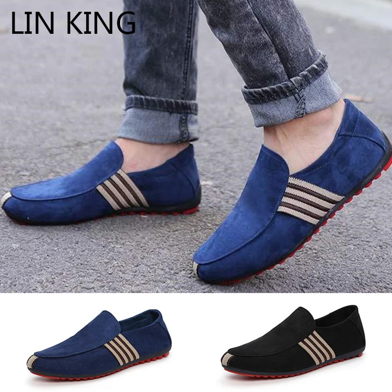 LIN KING Classic Comfortable Men Casual Shoes Loafers Men Shoes Pu Leather Men Flats Shoes Soft Sole Moccasins Shoes Plus Size