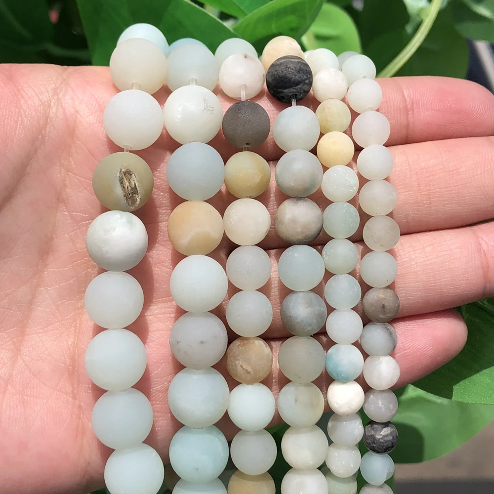 Natural Stone Matte Amazonite Round Beads for Jewelry Making 15'' 4/6/8/10/12mm Perles Gem Loose Beads Diy Bracelet Necklace