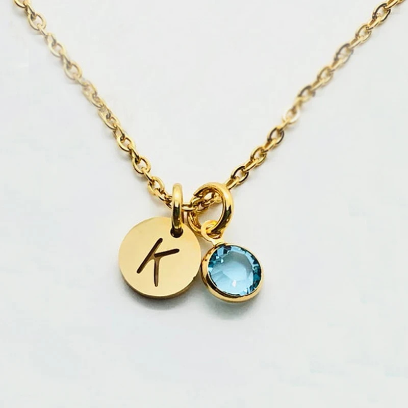 26 Letters Initial and Birthstone Necklace for Girls and Women, Birthstone Jewelry, Gift for Daughter Mom ,Wedding Shower