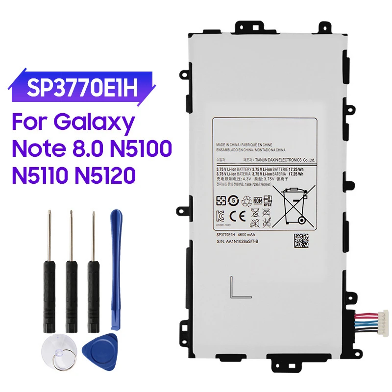 100% Original Tablet Battery SP3770E1H For Samsung N5100 N5120 Galaxy Note 8.0 N5110 Genuine Replacement Batteries 4600mAh