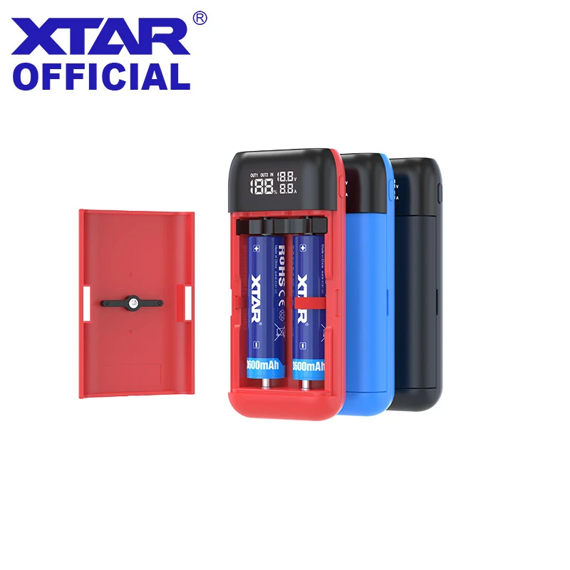 XTAR 21700 Battery Charger 18650 Power Bank PB2S QC3.0 USB Fast Charge 20700 18700 Rechargeable Battery 18650 Charger PowerBank