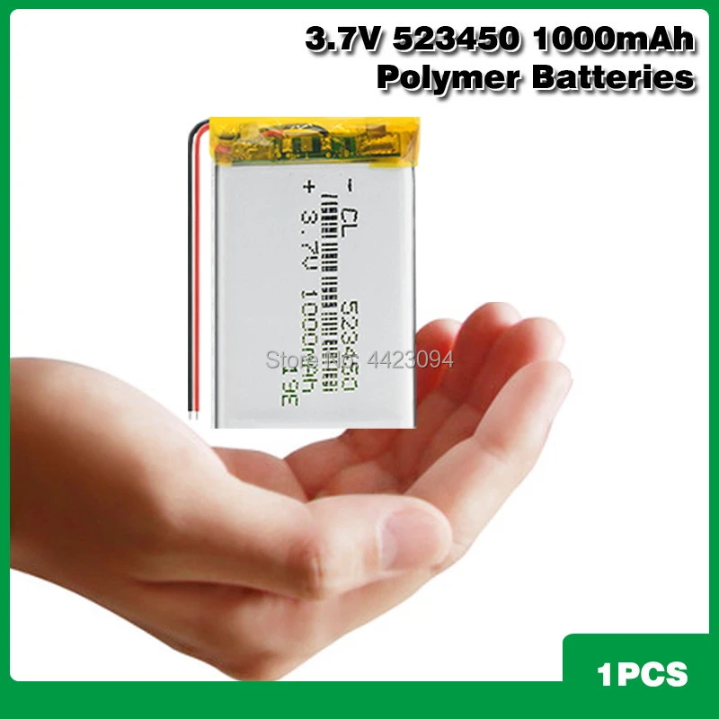 1000mAh 543450 3.7V Polymer Lithium Rechargeable Battery Li-ion Battery 503450 523450 for Smart Phone DVD MP3 MP4 Led Lamp