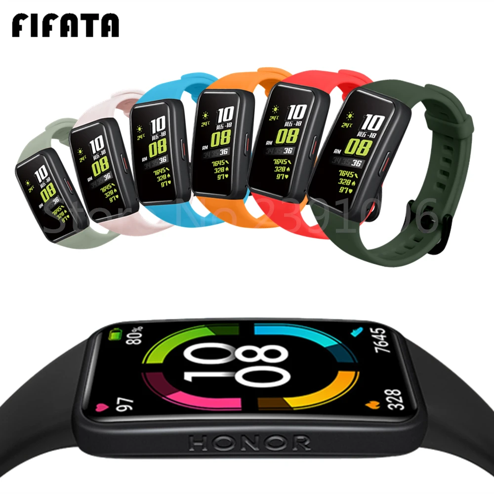 FIFATA Soft Silicone Sport Band Strap For Huawei Honor Band 6 Smart Wristband Bracelet Wrist Strap For Huawei Band 6 Smart Watch