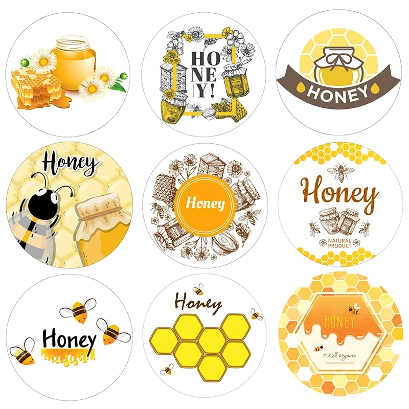 1.8inch Honey Pot Cover Stickers Bee Sweet Honey Round Seal Sticker Labels Party Gift Decoraion White Paper Background Stickers