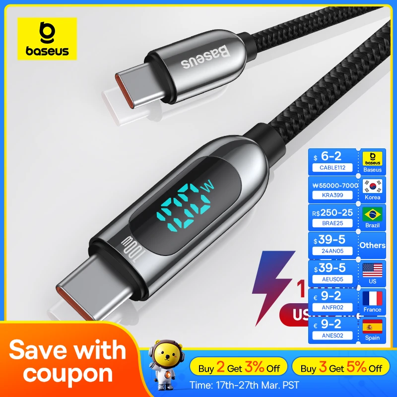 Baseus PD 100W USB C Cable for MacBook 2021 2020  Fast Charging Type C Cable For  Xiaomi Samsung Data Wire Phone Charging Cable