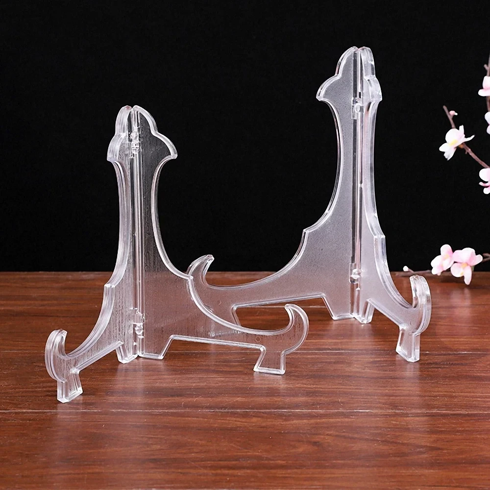Plastic Easels Plate Holders Transparent Display Dish Stand Rack Weddings Photo Picture Frame Display Stand Pedestal Holder