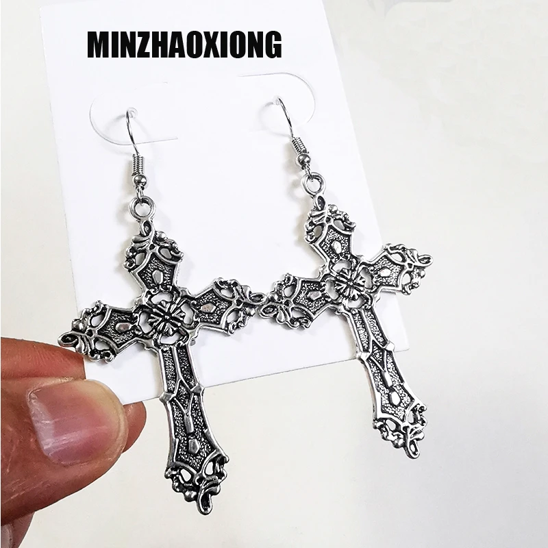 Big Cross Dangle Drop Earrings For Women Korean Trend Punk Goth Gothic Vintage Statement Fashion Jewelry Steampunk Accessories