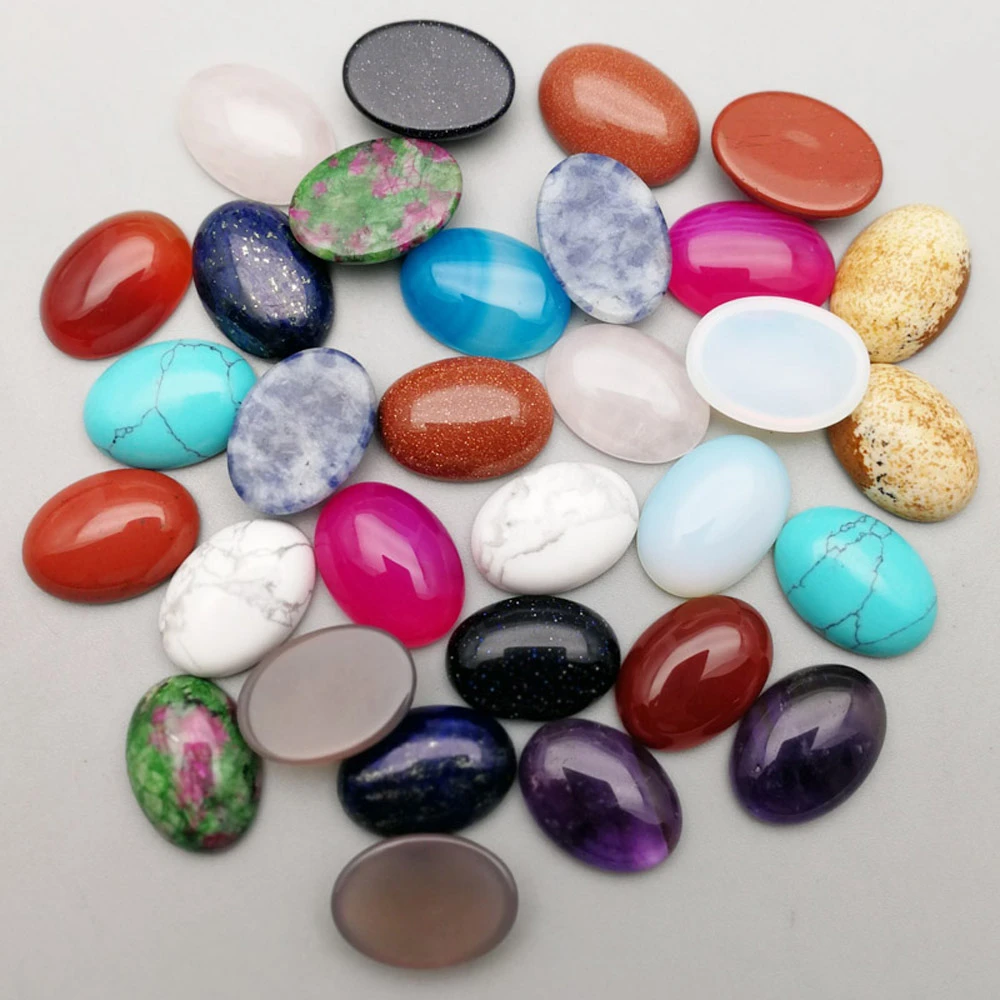 Wholesale 50pcs 13*18MM assorted Natural Stone beads Oval shape CABOCHON CAB loose Beads for jewelry making DIY Free shipping