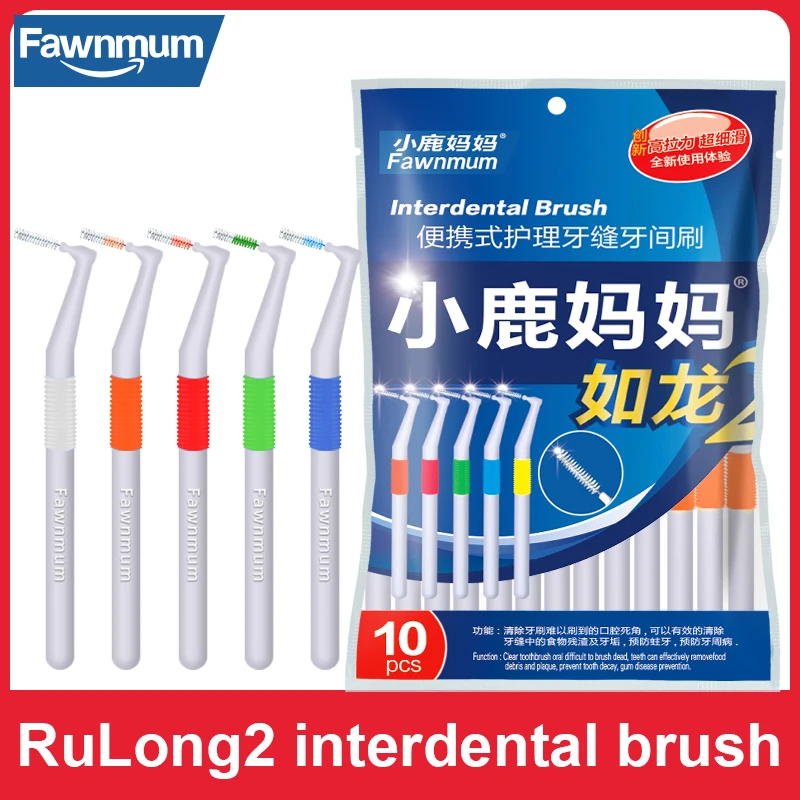 Fawnmum 0.6-1.2mm Interdental Brush For Teeth Cleaning Dentistry Tool DuPont Bristles Orthodontics Tools Brush For Braces Dental