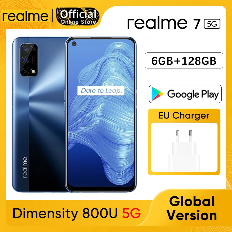 Global Version Realme 7 5G Smartphone 6GB 128GB Dimensity 800U 6.5 Inch 120Hz Display 48MP Quad Cameras 5000mAh 30W Dart Charge