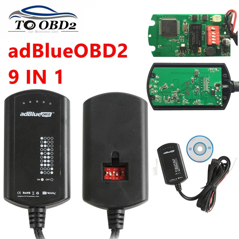 AdBlue Emulator System Box 9 IN 1 For MEN/MB/SCANIA/IVECO/DAF/RENAULT/CUMMINS Ad Blue 9in1 SCR&NOX A+Version Full Chip 7 8 IN 1