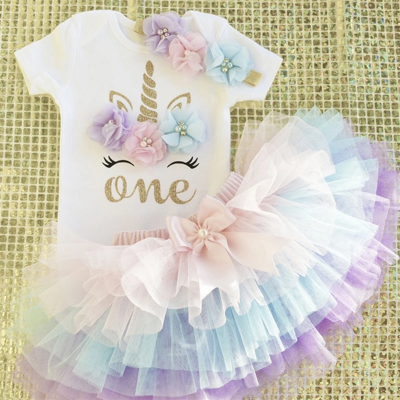 Baby Girl First Birthday Outfit Ensemble One Year Little Girl Dress Clothing Baby Child Summer Clothes Infant Christening Suits