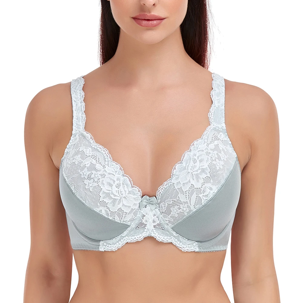 Plus Size Women Lace Bra Lager Bosom Underwired Bras Sexy Lingerie 34 36 38 40 42 44 46 48 50 52 C D DD E F G H I Cup