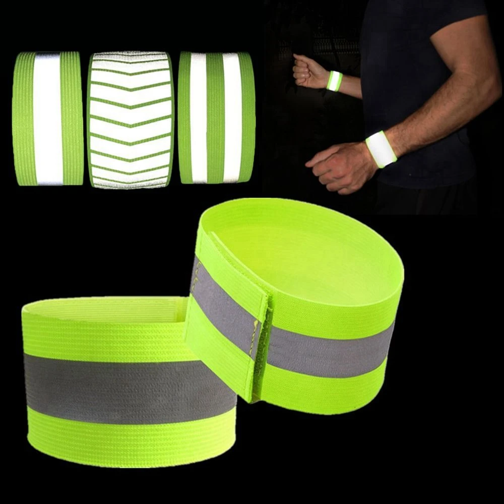 1 PC Cycling Reflective Strips Outdoor Running Warning Wristband Safety Armband Bicycle Bind Pants Hand Leg Strap Sports Tape