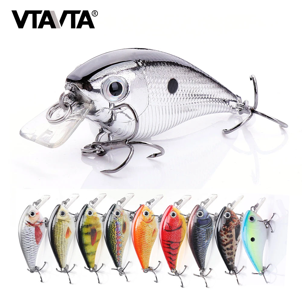 VTAVTA 5cm/7cm Crankbaits Fishing Lure Floating Wobblers for Pike Black Minnow Lures for Fishing Artificial Bait Fishing Tackle