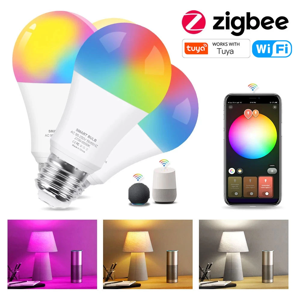 Zigbee 3.0 Led Light bulb RGB+WW+CW E27 Tuya Smart Home Led Lamp Compatible With Philips Hue Alexa Amazon Google Assistant