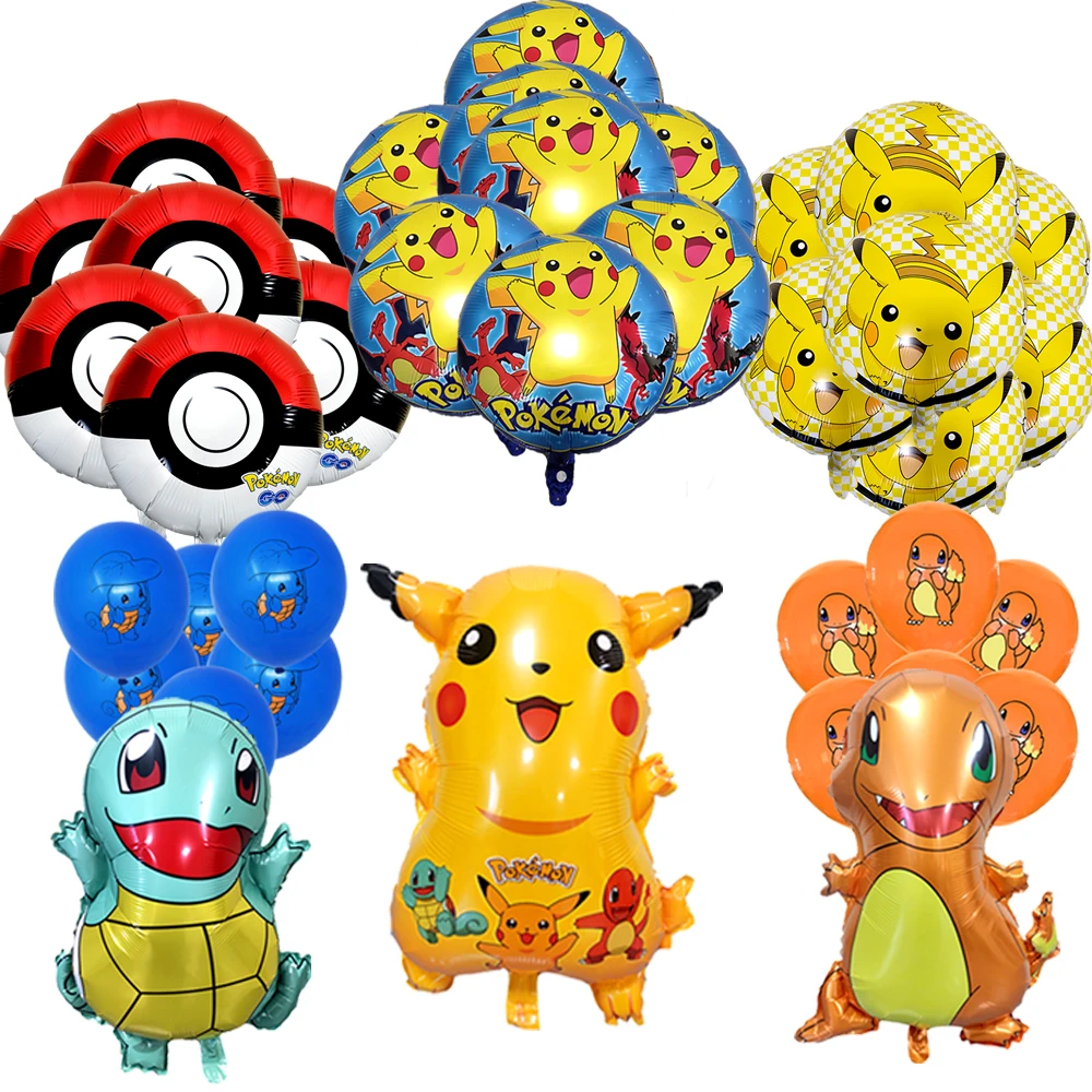 2021 New POKEMON Balloons Figure Toy Charmander Cleffa Pikachu Bulbasaur Squirtle Pocket Monster  Toys Birthday Party Kid Gift