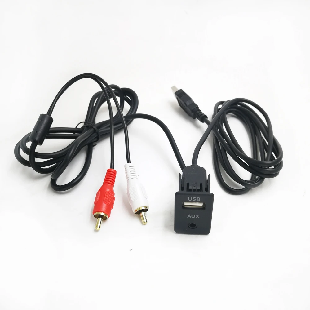 1M Car RCA Cable Adapter Switch 3.5mm Audio Jack AUX USB Cable Extention Mount Panel RCA Cable for For Toyota Volkswagen