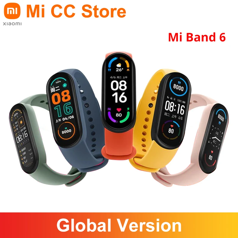 Global Version Xiaomi Mi Band 6 Blood Oxygen Fitness Traker Heart Rate Monitor 1.56