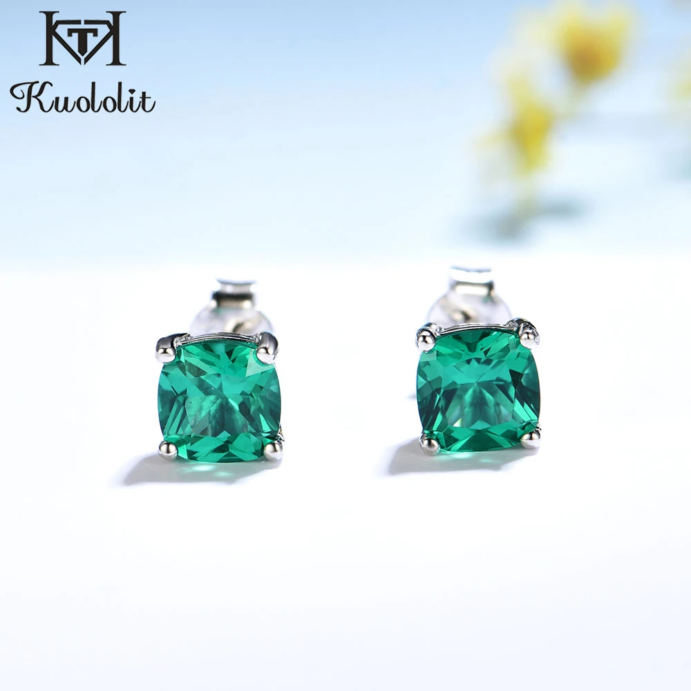 Kuololit Diaspore Gemstone Stud Earrings for Women 925 Sterling Silver Tanzanite Emerald Morganite Aquamarine Ruby Sapphire New
