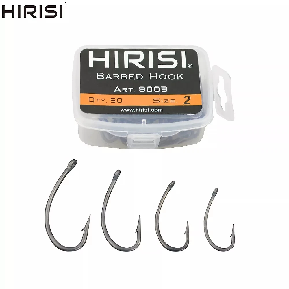 50pcs Coating High Carbon Stainless Steel Barbed Carp Fishing Hooks Pack with Retail Original Box 8003