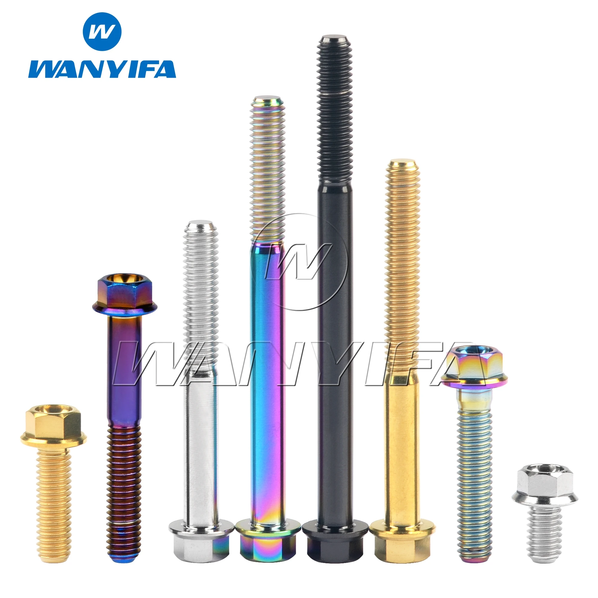 Wanyifa Titanium Bolts M6x 10 15 20 25 30 35 40 45 50 55 60 65 70 75 80 90mm Small Hex Head Flange Screw for Bike Motorcycle