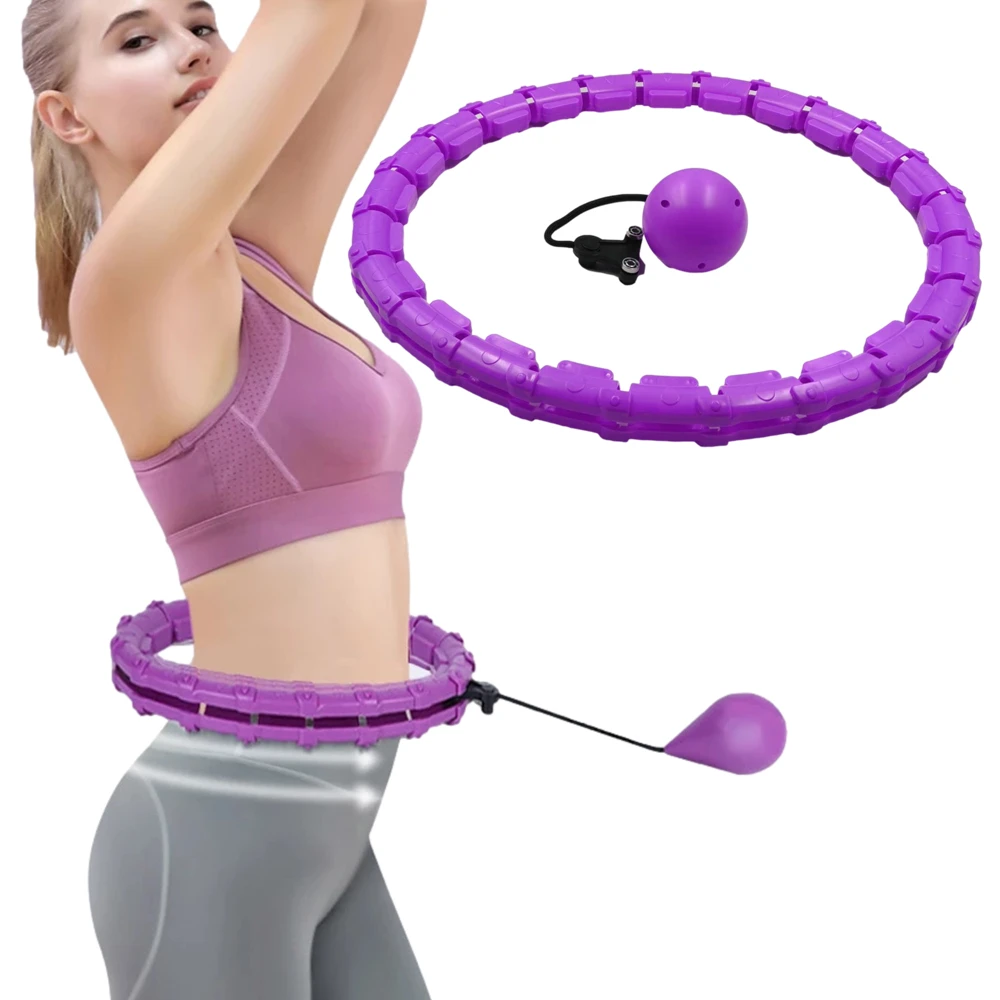 Smart Weighted Sport Hoop Weight Loss Massager Abdomen Thin Waist Fitness Ring with 24 Detachable Knots Adjustable Weight Ball