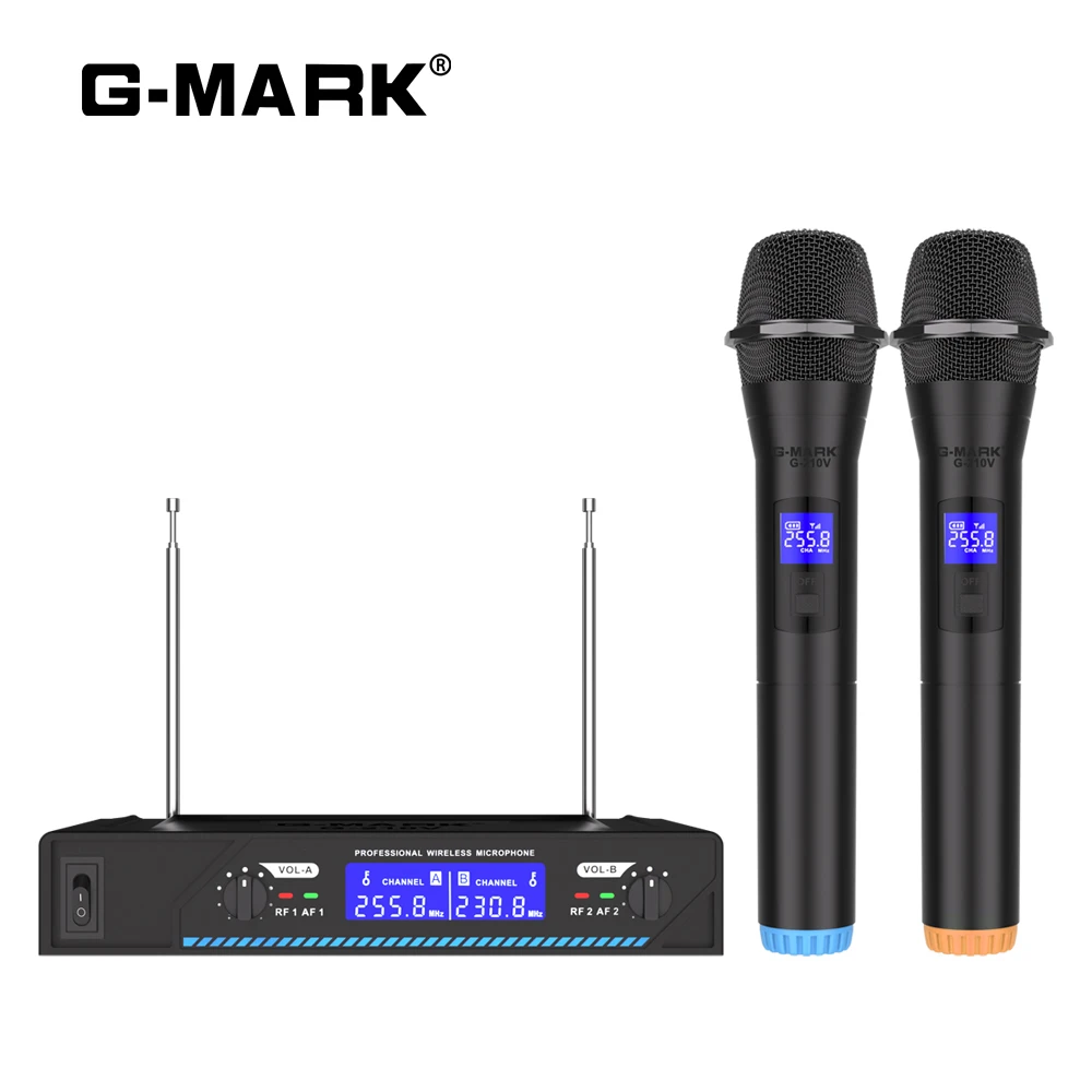 Wireless Microphone G-MARK G210V 2 Channels VHF Professional Handheld Mic For Party Karaoke Church Show Meeting