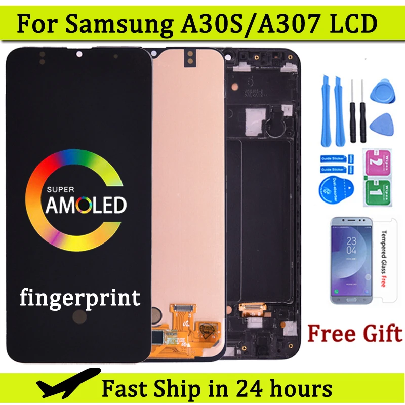 6.4'' Super Amoled For Samsung GALAXY A30S A307 LCD Display with Touch Screen Digitizer Assembly A307F A307FN A307G A307GN LCD