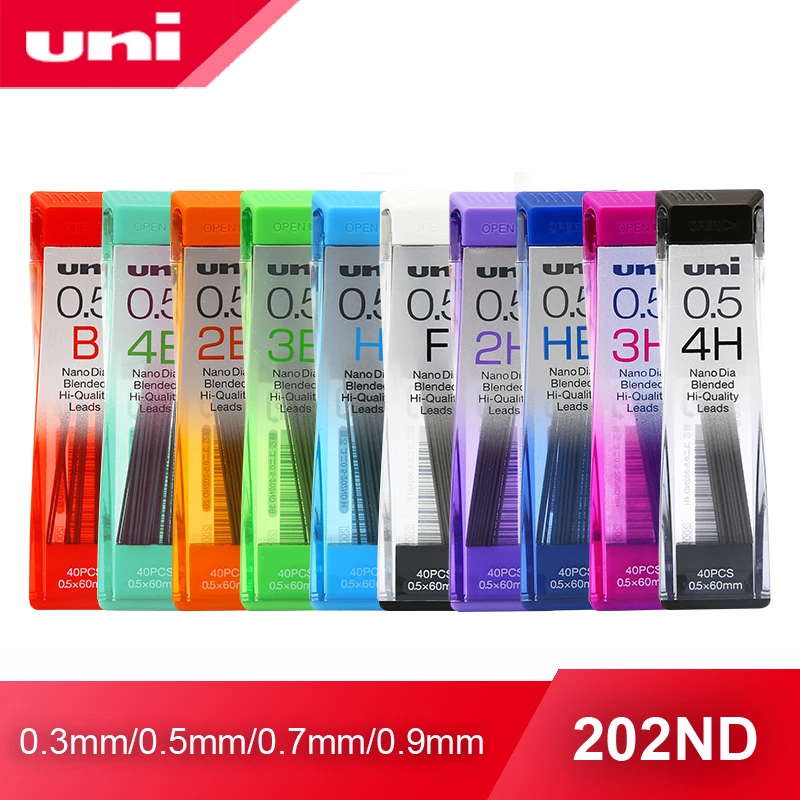 1pcs UNI Lead 0.3/0.5/0.7/0.9-202ND Nano Diamond Extra Hard Automatic Pencil Refills Pencil Lead Black Lead HB2B/2H/3B/4B